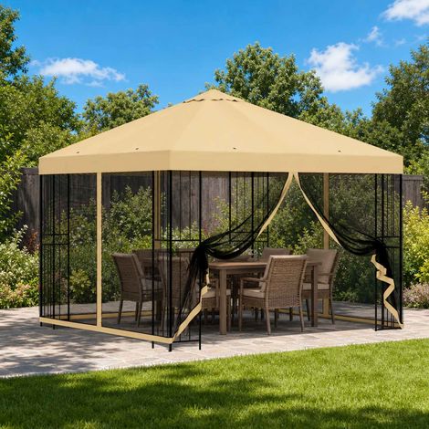 Teenpull – Garten Pavillon mit Seitenwänden 3 x 3 m Creme (1/5)