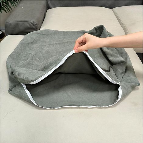 Housse de Coussin Lavable Gris avec Fermeture Éclair 60 × 50 × 10 cm, 1 Pièce pour Canapé Salon Chambre, Garniture Non Incluse