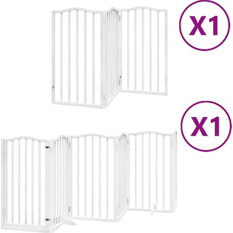 Barrière pour chien porte pliable 9panneaux blanc bois peuplier (1/5)