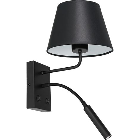 Applique murale noire Arden liseuse 2 interrupteurs E27+G9