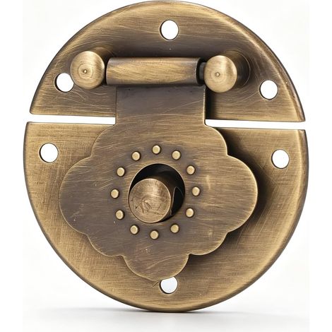 Moraillon en Bronze Antique avec charnières, loquets de Meuble décoratifs Vintage avec 18 vis Fermoir à Cadenas en cuivre pour boîte à Bijoux en Bois, Coffre au trésor(Bronze) (1/5)