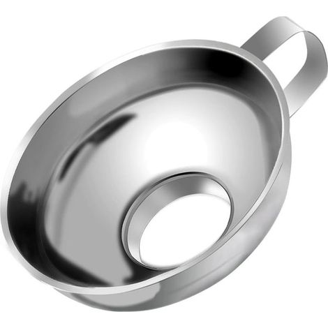 Stainless Steel Jam Funnel Large Diameter Wide Fluted Funnel with Handle for Wide Jar Jars Liquid Transfer, Liquid, Dry Ingredients and Powder, Silver (1/5)