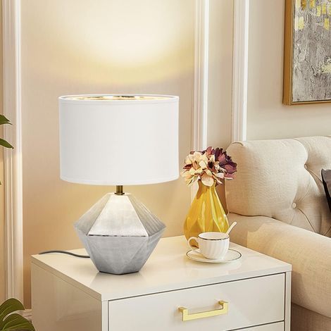 Lampe de Chevet avec Abat-jour en Lin Blanc et Base Doré Métallique en Forme de Goutte, Lampe de Table Moderne pour Chambre, Bureau, Salon [Classe énergétique E] (1/5)