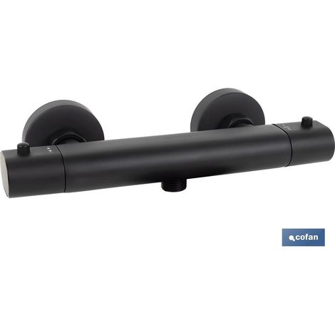 COFAN grifo termostatico ducha negro mate modelo kerch , Grifo termostático para ducha fabricado en latón con acabado negro mate y manija de ABS. La principal ventaja de comprar un (1/5)