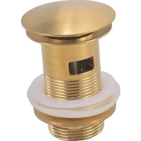 1 - Bonde de lavabo - Laiton brossé - Système clic-clac - Design dôme complet pour drainage efficace - Salle de bain moderne - Argenté - 5,0cm x 5,0cm (1/2)
