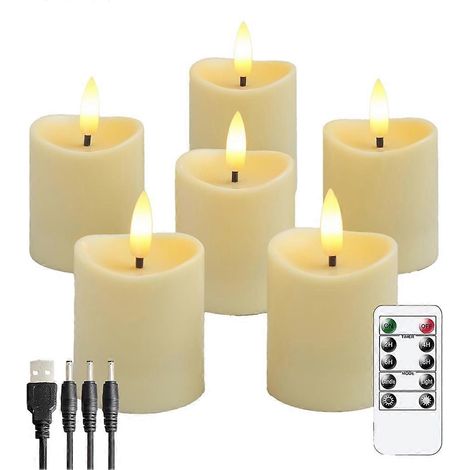 Bougies LED, bougies sans flamme vacillante, bougies rechargeables, bougies en cire véritable avec télécommande (1/5)