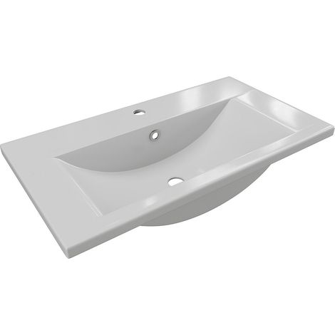 Lavabo per il bagno a semi-incasso rettangolare in Ceramica 71,5 cm Bianco - YASMAC II