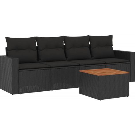 Maison Exclusive - Set de muebles de jardín 5 pzas y cojines ratá (1/3)