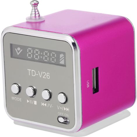 Mini altavoz con conector jack de 3,5 mm con cable, reproductor MP3 portátil, radio FM, compatible con tarjeta TF y memoria USB, con altavoz para DVD, ordenador portátil y teléfono móvil. (1/5)