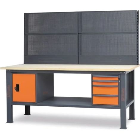 Beta C58BC-W2,1 4CA/O+SVR Banco completo con piano in legno 2,1 m con cassetti e anta (1/3)