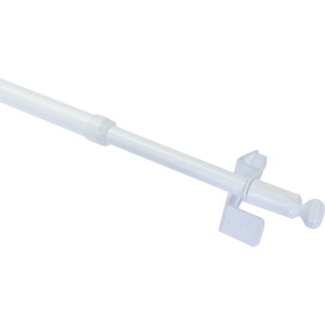 Tringle à rideaux extensible 80-110 cm – Fixation par pression sans perçage – Métal blanc avec embouts boules – Installation rapide – Gardinia (1/4)
