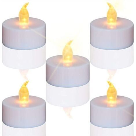 Set of 24 LED Candles, CR2032 Battery Operated, Unscented, Flameless Tealight Candle, Clear Flickering Light, 100+ Hours of Electric Light
