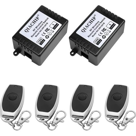 Commutateur a distance Sans fil 1 Canal DC 12V 433mhz Relais RF Interrupteur Momentané Module Récepteur avec émetteurs,Telecommande Portail Universelle et Recepteur pour Voiture, Portails (1/5)