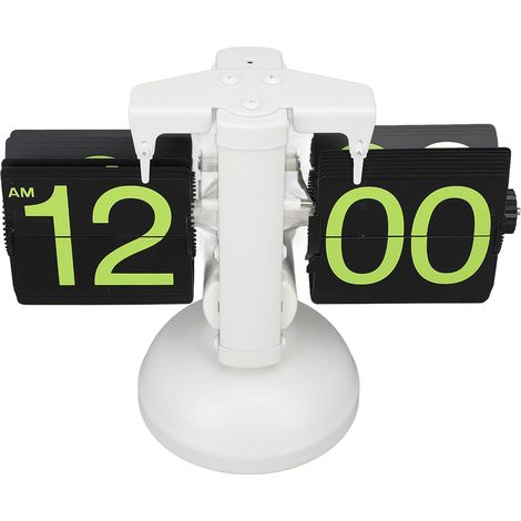 Retro-Digitaluhr mit automatischem mechanischem Kippzifferblatt, weißem Rahmen, grünen Ziffern, Edelstahl 304 für Wohnzimmer oder Büro (1/5)