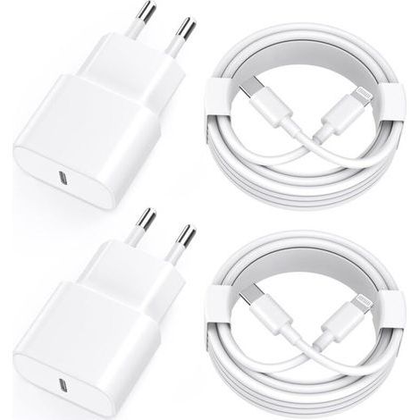 20-W-Schnellladegerät kompatibel mit iPhone 14, 13, 12, 11, Pro Max, XS, XR, X, 2 m Lightning-auf-USB-C-Kabel, Netzteil (1/5)
