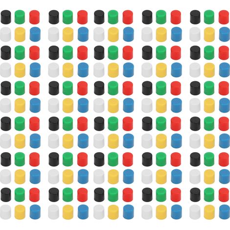 Ensemble de 180 capuchons de boutons-poussoirs pour platine d'expérimentation, 6 couleurs, ronds, en plastique ABS. (1/5)