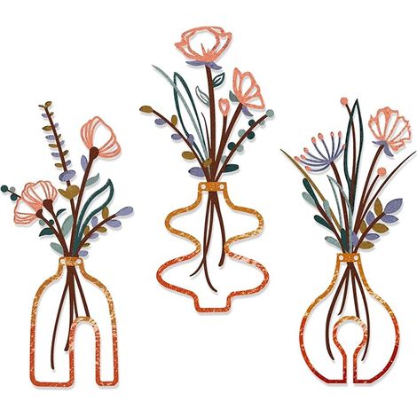décoration murale en métal représentant des fleurs minimalistes dans un vase suspendu art mural fer sculptures suspendues à motifs floraux pour le salon la salle de bain (1/5)