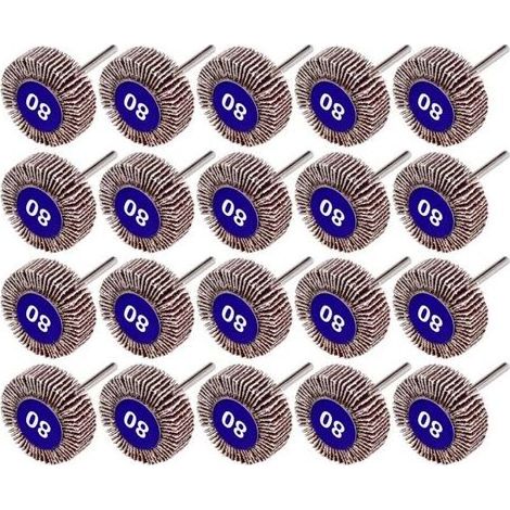 20 Pcs Roue à Lamelles, 80 Grains Ponçage de Disque de Roue à Lamelles de Papier pour Outils Rotatifs Dremel (1/5)