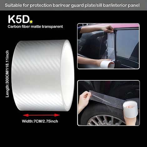 (7 cm, mat transparent - 3M) Autocollants de protection transparents en fibre de carbone K5D pour portières de voiture, film protecteur anti-rayures pour seuil de coffre et seuil de coffre (1/4)