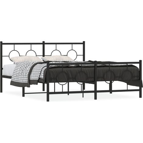 Lit double,Lit adulte,Cadre de lit métal sans matelas avec pied de lit noir 150x200cm CFW1062181 (1/5)