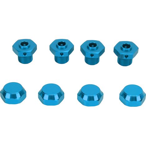 Kit de 4 adaptateurs en alliage d'aluminium pour moyeux de roues ARRMA 1/8 - Hexagone RC - Bleu (1/5)