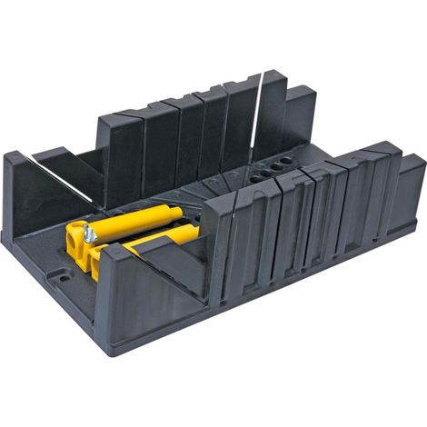 Cassetta per tagli obliqui in plastica 326x122x78 mm, con morsetti