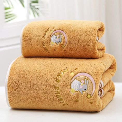 Asciugamano da bagno — 70 x 140 cm — Asciugamano da spiaggia — Design "Coniglio Lunare" — Morbido cotone — Asciugamano — Morbido e assorbente — Adatto per bagni, cucine, cura del viso, spiagge, palest (1/5)