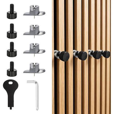 4 Pièces Crochets pour Panneaux Acoustiques Bois sans Perçage  Crochets à Vis en Métal pour Fente de 13-17mm, Accessoires de Montage Facile pour Décoration Mural, Photos et Tableaux (1/5)