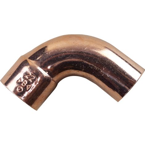 Raccord cuivre coudé 90 degrés à souder - Mâle / femelle grand rayon - Diamètre 22 mm (1/3)