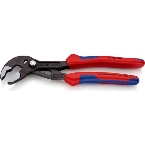 KNIPEX 87 02 180 Cobra® Pinza regolabile di nuova generazione per tubi e dadi con manici multicomponente bonderizzata grigia 180 mm