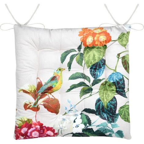 Cuscino per sedia EMMY 38x38 cm bianco con piante