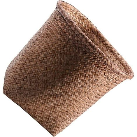 Corbeille en osier tressé rond, poubelle panier, vide-poche décoratif, bac à déchets en rotin pour salle de bain, chambre, bureau, cuisine, terrasse (1/5)