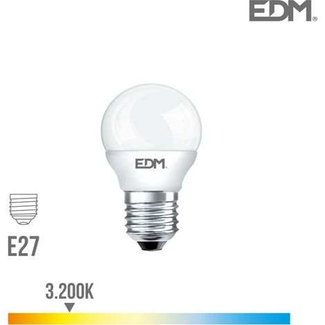 Lampadina LED EDM Sferica E27 7W 600lm 3200K Luce Calda Ø4.5x8cm