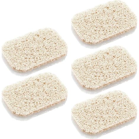 5Pcs Porte Savon, Support de Savon Accessoire pour Salle de Bain/Cuisine,7x11x1cm Porte Savon Luffa Naturel, Facile à Nettoyer et Protection de l'environnement (Beige,Ellipses) (1/5)