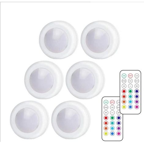 SABIR Lampe Placard, Éclairage d'armoire à LED RGB avec télécommande, Dimmable 13 couleurs 4 modes Fonctionnement à piles Veilleuse Pour chambre à coucher, cabinet [Classe énergétique A+] (1/4)