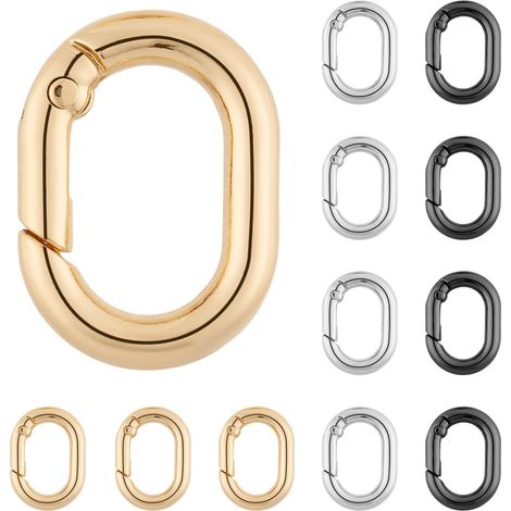Lot de 12 mousquetons ovales à ressort, pour porte-clés, randonnée et escalade. (1/5)