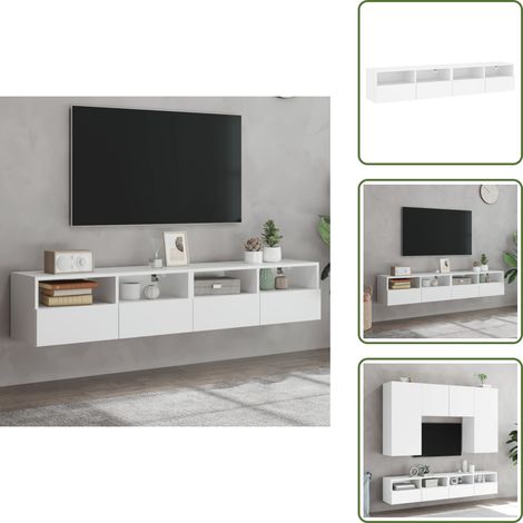 TV-Wandschränke 2 Stk. Weiß 80x30x30 cm Holzwerkstoff - TV Schrank - Holzschrank - Regal - Wandregal - Wohnzimmer Deko (1/5)