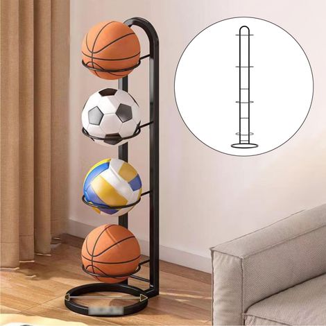 Support De Rangement Pour Ballons - 4 Niveaux - En Acier Inoxydable - Support Vertical Autonome Pour Basketball Volleyball Football - 1 Pièce (1/5)