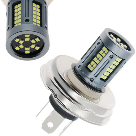 Deux ampoules LED P45t R2 66smd pour phares de motos, compatibles feux de croisement et de route, idéales pour scooters et cyclomoteurs, blanc 6000K, 6V/12V -bp (1/2)