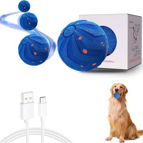 Balle Interactive pour Chien, Jouet Chien Automatique Autonome Rechargeable USB-C, Balle Électrique en E-TPU, 2 Modes Intelligents, pour Chiens Moyens et Grands, Bleu (1/5)