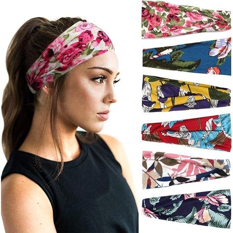 Jieunnxx 6pcs Femmes Rétro Bohème Mode Écharpe Bandeau Élastique Bandeau Mignon Accessoires Cheveux (1/5)
