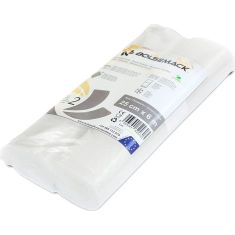 BOLSEMACK Sacchetti Sottovuoto per Alimenti (Pack 2, 25cm x 600cm) - Rotoli per Macchine Sottovuoto Senza BPA