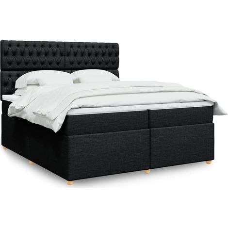Boxspringbett mit Matratze Schwarz 200x200 cm Stoff