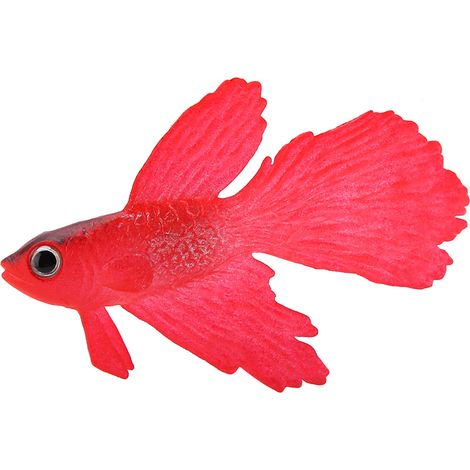 Décoration d'aquarium amusante en silicone, petit poisson artificiel rouge, ornement pour aquarium. Poisson betta rouge. (1/5)