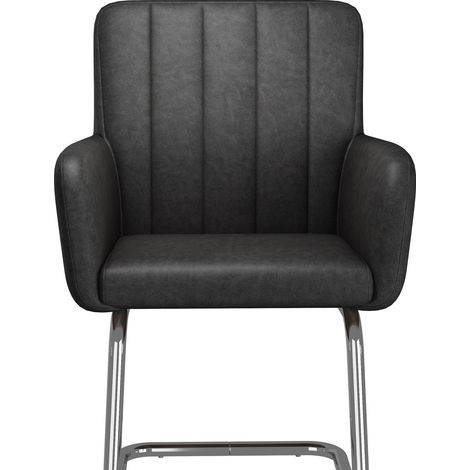 Set di 4 sedie da pranzo imbottite in similpelle nera con gambe a Z in metallo MODENUIT (1/5)