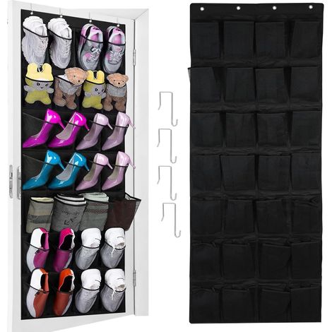 1 Organiseur de Porte,28 Poches,Rangement Chaussures,Crochets Métalliques,Tissu Non Tissé,Chambre Salle de Bain (1/5)