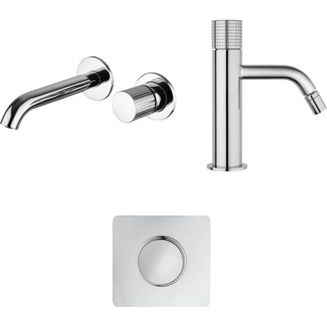 Set miscelatori lavabo a muro bidet ed incasso doccia una uscita Jacuzzi Rubinetteria Armonia Grip cromati per piletta click clack (1/4)