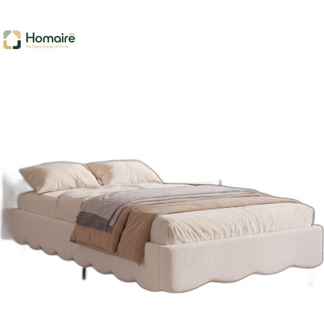 Cadre de lit en tissu blanc avec rangement 215 x 108 x 96 cm HOMAIRE (1/5)