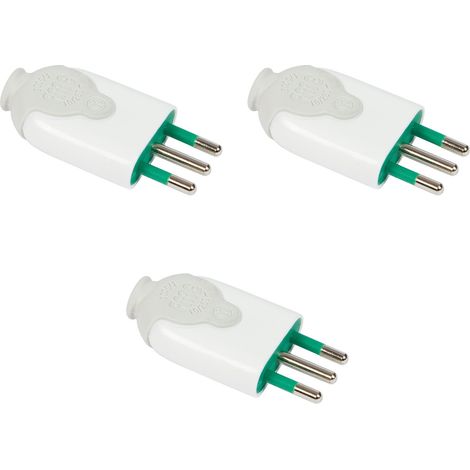 FANTON 80010-B3 set 3 pezzi spina volante italiana piccola 10A 2P+T mod.BICO' perni in ottone smontabile