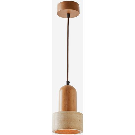 Loer Pendelleuchte aus Holz und Travertin (1/5)